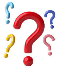 Question mark icon isolated on transparent background. 3D render.