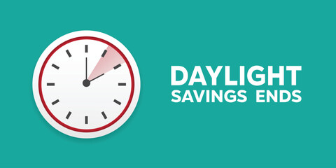 Daylight Savings Ends. Great for cards, banners, posters, social media and more. Green background.