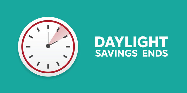 Daylight Savings Ends. Great for cards, banners, posters, social media and more. Green background.
