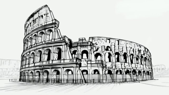 Colosseum abstract sketch hand drawn High quality HD 4K Video Clip
