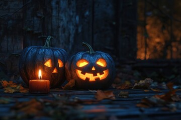Halloween pumpkins topped with stylish witch hats, perfect for celebrating the spooky season.
