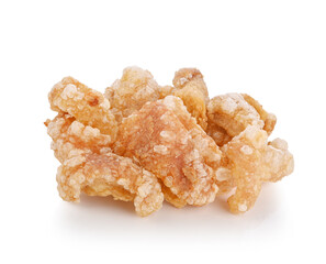 fried pork rind isolated on white background
