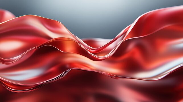 This image captures vibrant red abstract waves undulating fluidly, conveying a sense of dynamic energy and motion against a smooth, captivating backdrop.