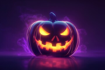 Scary Purple Halloween Pumpkins -spooky night background
