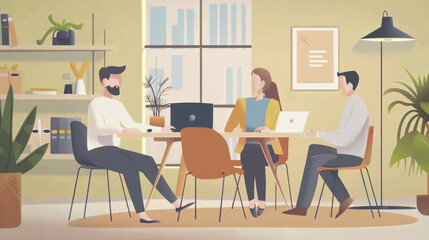 A remote team discussion where tasks are delegated and milestones are set, with all members using a shared platform to stay informed.