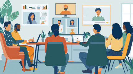 A remote team in an emerging market collaborating with international clients via video conferencing and cloud-based tools to deliver a project.