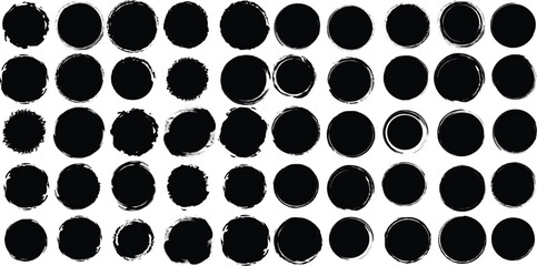 Grunge and dirty distressed texture Circle Brush Photo frame set for T-Shirt and logo.