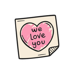 A colorful hand-drawn vector illustration of a sticky note with a heart and message, perfect for celebrating Teacher's Day. Ideal for cards, posters, and school-themed designs.