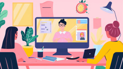 A remote team leader hosting a virtual meeting with interactive tools to boost team engagement and participation during a project update.