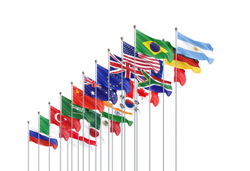 Obraz premium G20 Rio de Janeiro summit, November 2024, Brazil. Isolated on white background. 3d Illustration.