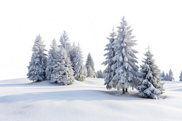 snow covered pine trees