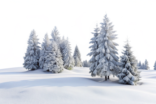 snow covered pine trees