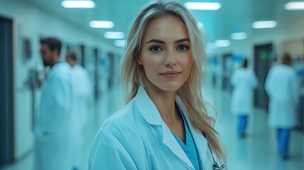Fototapeta premium medical staff discussing something at hospital corridor.illustration