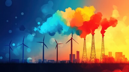 Obraz premium Renewable Energy and Smart Grid Concept Illustration