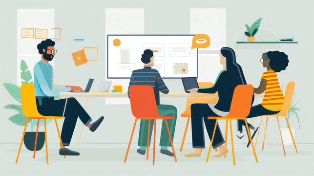 A remote team participating in a virtual team-building exercise, playing games and completing challenges to strengthen communication and collaboration.