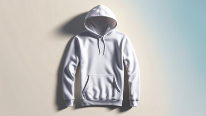 Illustration of a plain white hoodie with a simple design, showing a minimalist and elegant impression, suitable for various relaxed and casual occasions.