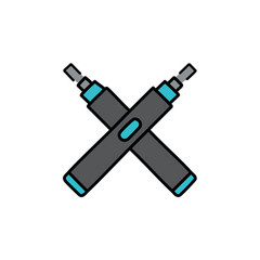 Electronic cigarette e-cig device technology vector illustration line and fill.Electric vape color design.