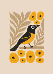 Abstract folk nordic art posters template. Modern trendy minimal style. Hand drawn design for wallpaper, wall decor, print, postcard, cover, template, banner.