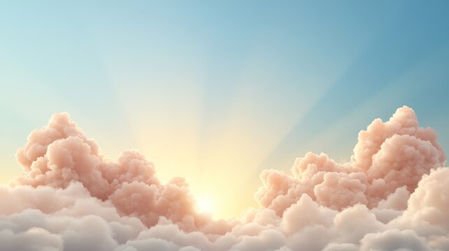 Soft pastel clouds in the sky at sunrise, a metaphor for new beginnings and peaceful reflection