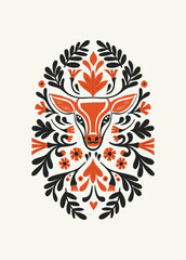 Obraz premium Abstract folk nordic art posters template. Modern trendy minimal style. Hand drawn design for wallpaper, wall decor, print, postcard, cover, template, banner.