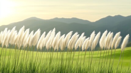 A gentle breeze blowing through tall grasses on a quiet hill, symbolizing peaceful moments