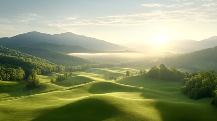 A beautiful sunrise over rolling hills, symbolizing peace and renewal of the spirit