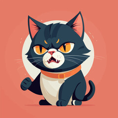 Obraz premium aggressive cat vector, fierce cat vector, wild cat vector, angry feline vector, threatening cat vector, combat cat vector, hostile cat vector, cat in attack pose vector, snarling cat vector, aggressiv
