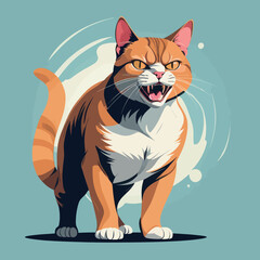 aggressive cat, cat aggression, fierce feline, wild cat vector, angry cat illustration, hostile cat design, cat in attack mode, playful cat vector, feline predator, cat snarling vector, cartoon aggres