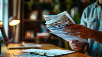 A remote worker reviewing legal agreements for freelance contracts, focusing on intellectual property rights and payment terms.