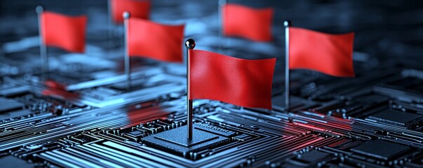 Red Flags on Circuit Board.