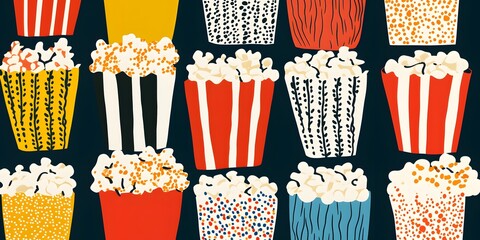 Abstract Bright Circus Poster. Retro Vintage Popcorn