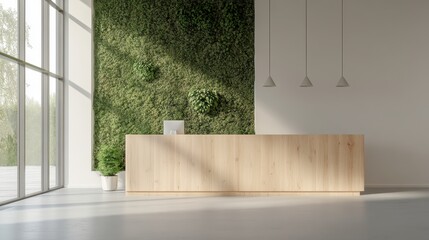 Serene Oasis: Living Wall Enhancing Corporate Reception with Calm and Health