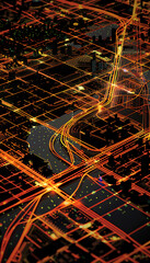 Obraz premium Urban Public Transportation Network Map of Downtown Area with Bus, Train and Subway Routes and Stops