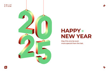A vibrant and modern 3D design featuring the year 2025 in various gradient color