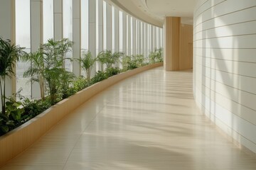 Fototapeta premium Eco-Friendly Interior Design with Energy-Efficient Lighting and Lush Plant Decor for Sustainable Living