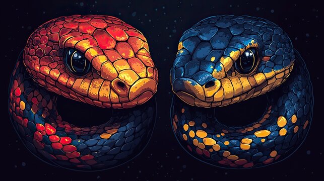 python vs javascript a visual comparison in software development a python snake javascript logo and code snippets.stock image