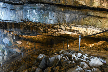 View at Wildkirchli cave at Ebenalp in the Swiss alps