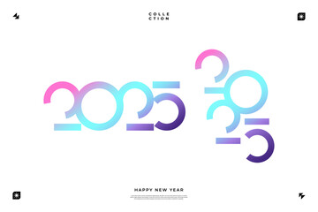 A vibrant and modern number design featuring the year 2025 in various color