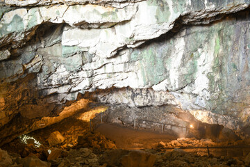 View at Wildkirchli cave at Ebenalp in the Swiss alps