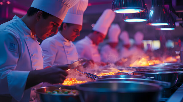 Contestants in cooking competition anxiously awaiting announcement of the winner