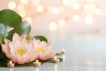 Serene Loy Krathong Festival Banner Design with Floating Lotus Flowers and Lanterns