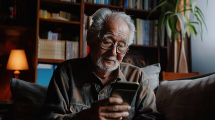 A senior citizen using a simplified digital banking app to manage their finances, pay bills, and monitor savings securely and easily.