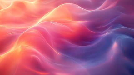 Fototapeta premium Abstract digital art with flowing waves of pink, orange, and blue.