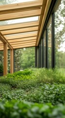 Fototapeta premium Connecting with Nature: Green Rooftop Garden Enhancing Workplace Wellbeing