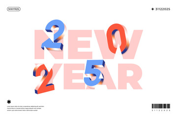 A vibrant and modern 3D design featuring the year 2025 in various gradient color