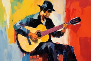 Obraz premium Guitar painting musician transportation.