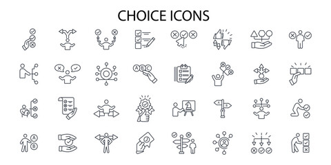 Choice icon set.vector.Editable stroke.linear style sign for use web design,logo.Symbol illustration.