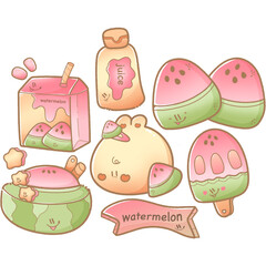 hand draw watermelon pastel
