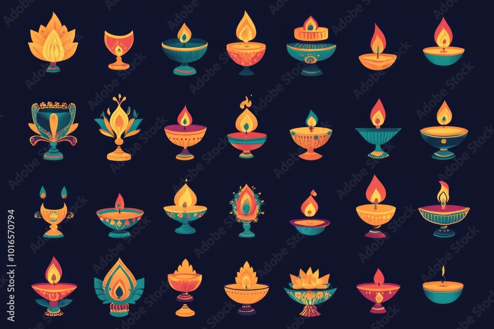 Aufkleber a collection of colorful candles on a dark background, suitable for use in promotional materials or 