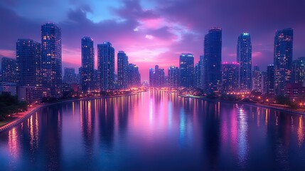 Fototapeta premium stunning cityscape background perfect for zoom online business meetings,video calls featuring a vibrant urban skyline that adds a professional and modern touch to your virtual interactions